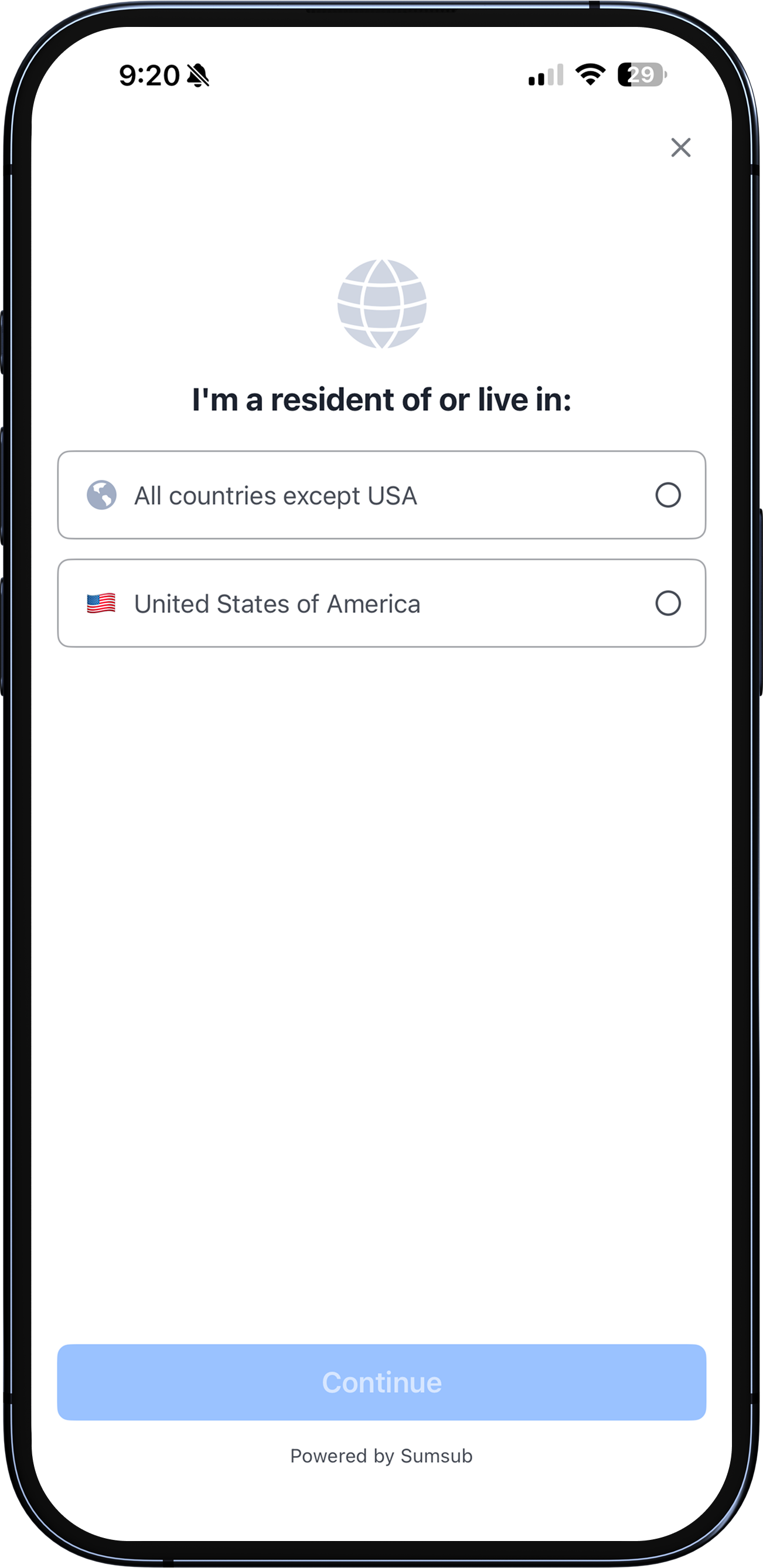 Select your country of residence