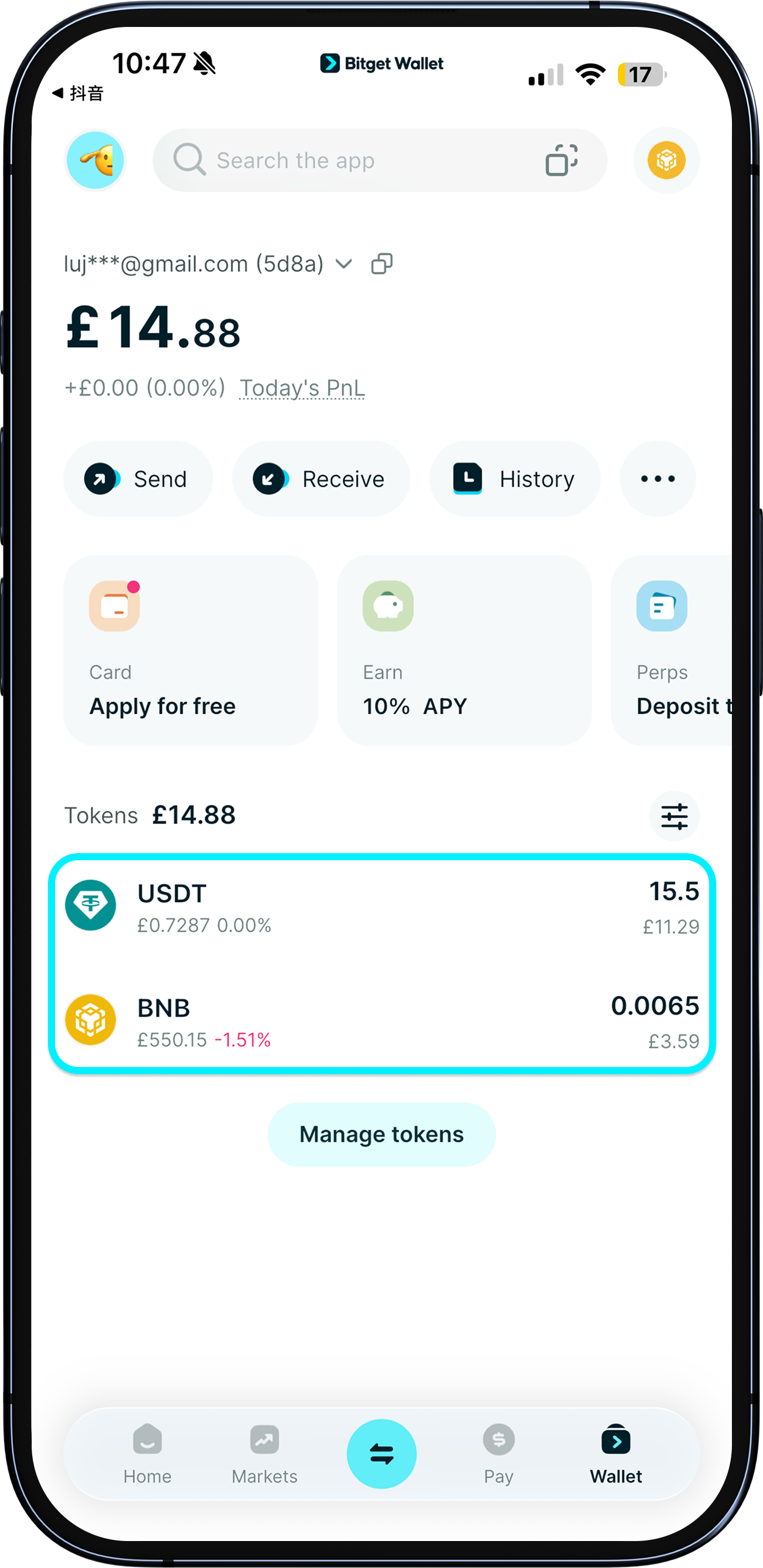 Top up native coins for gas fees