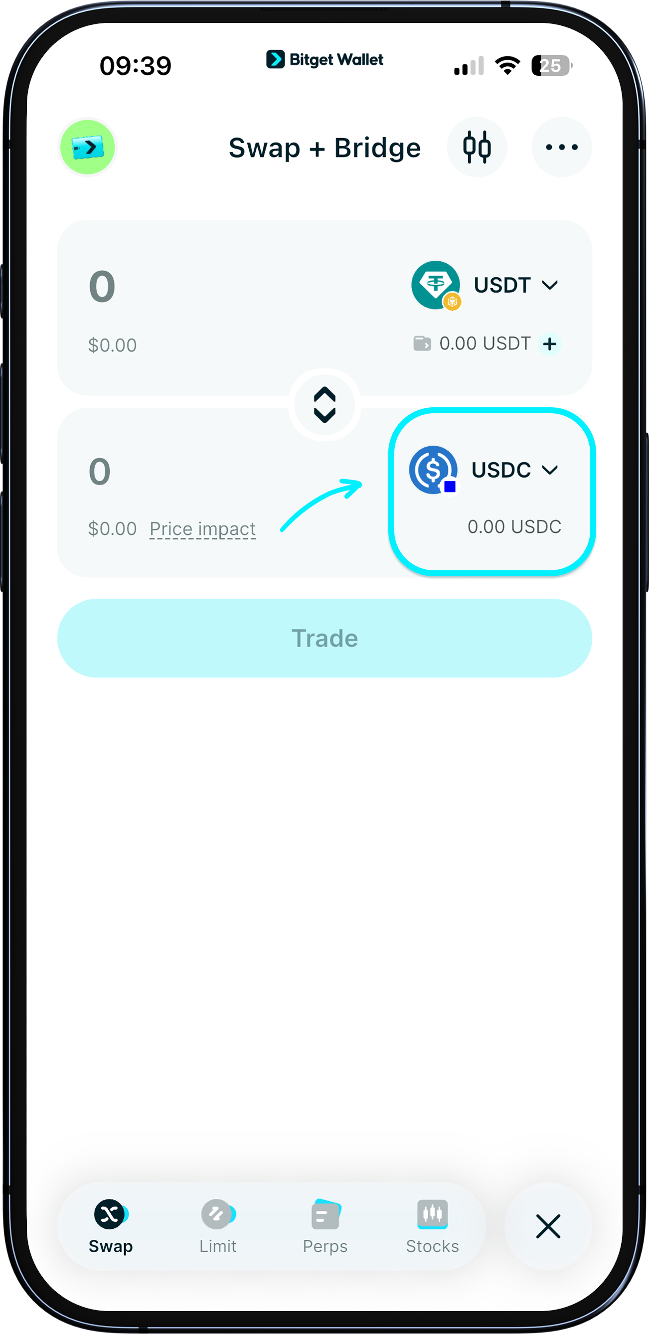 Scambia con USDC sulla rete Base