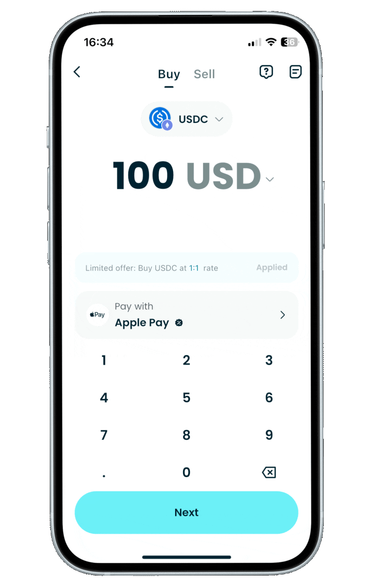 Scegli la valuta di pagamento e il token da acquistare